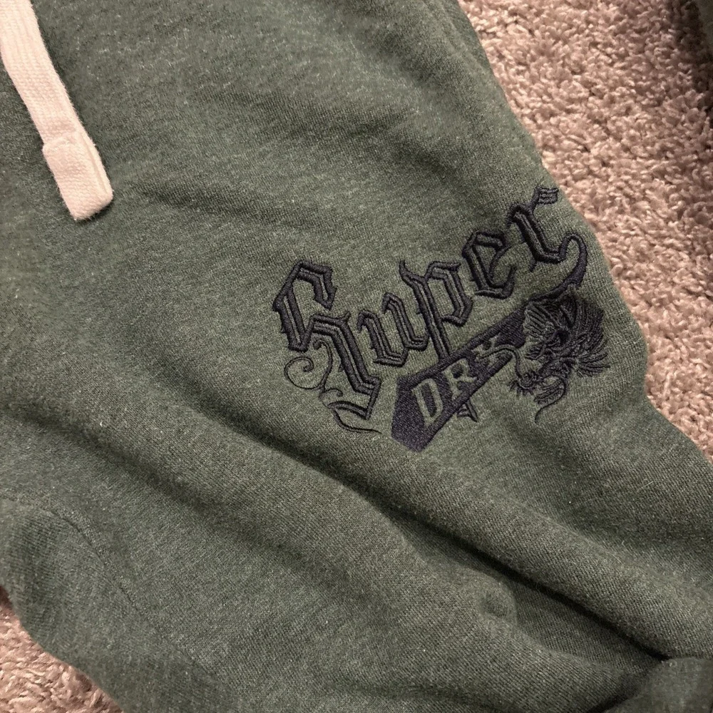 Superdry Mens Graphic Tracksuit Trousers Joggers Medium Green Cotton Drawstring